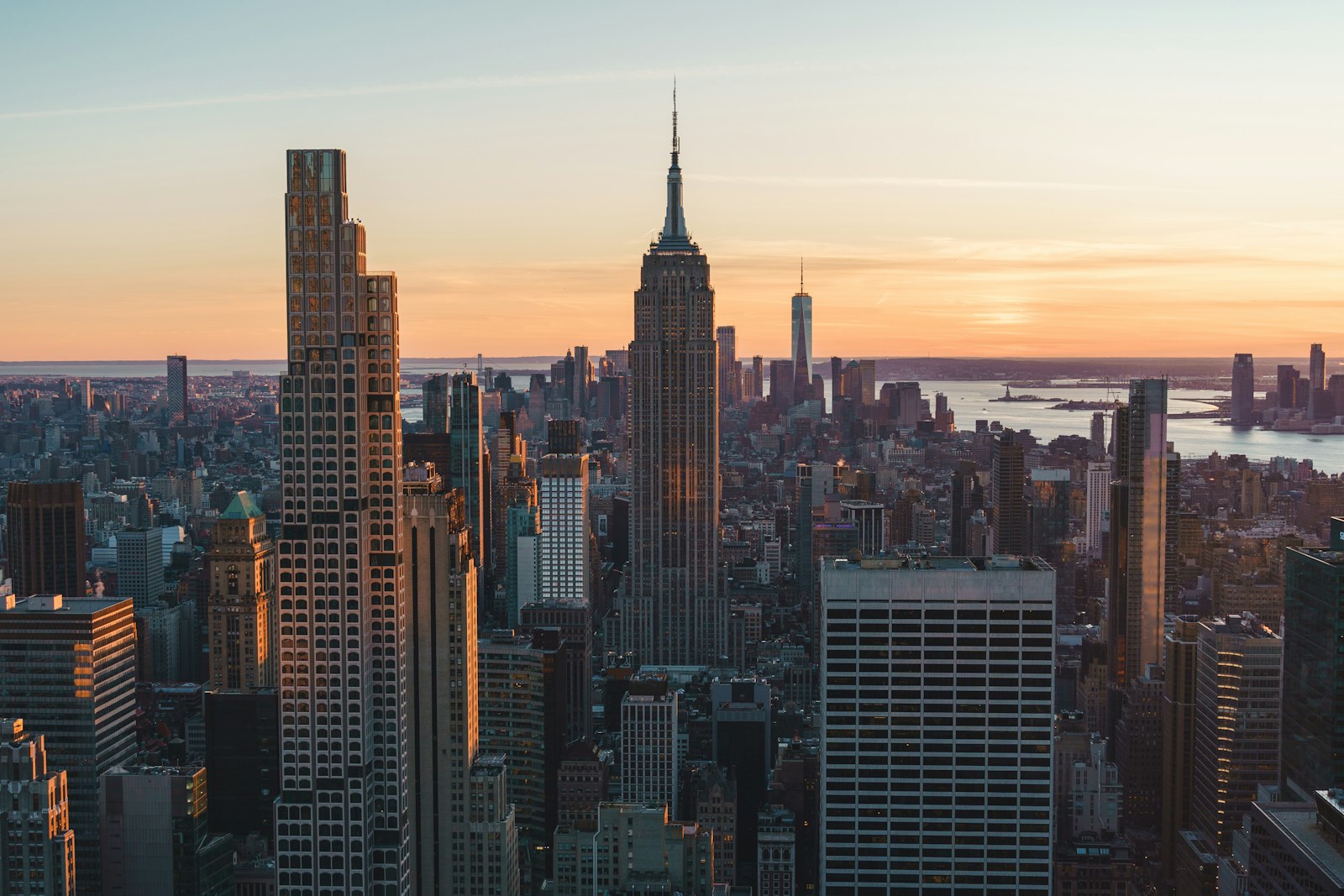 New York City skyline in the evening light